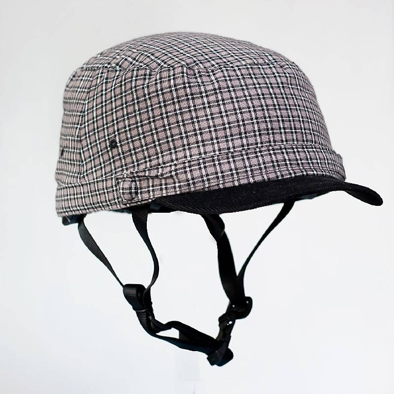 Cycle Helmet Grey & Black w/ corduroy brim Large