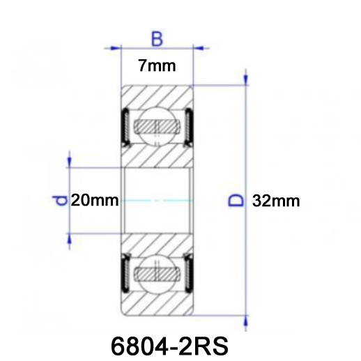 Sealed Bearing 6804-2RS (20x32x7mm)