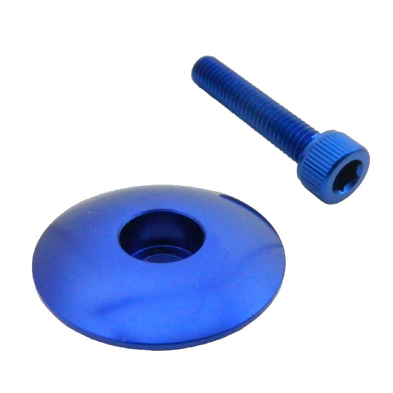 Alloy Ahead Top Cap and Bolt - Blue