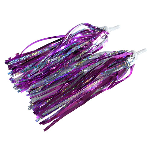 Girls Bicycle Handlebar Streamers (Purple/Silver)