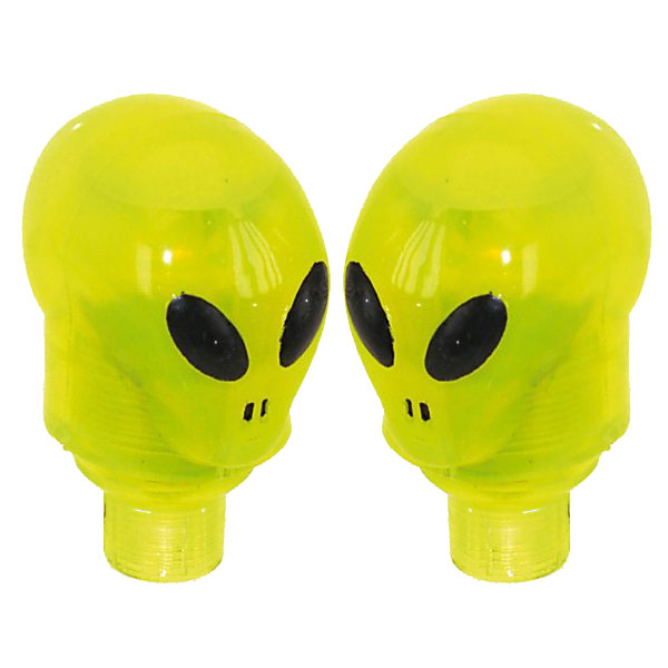 LED Flashing Valve Caps - Green Alien