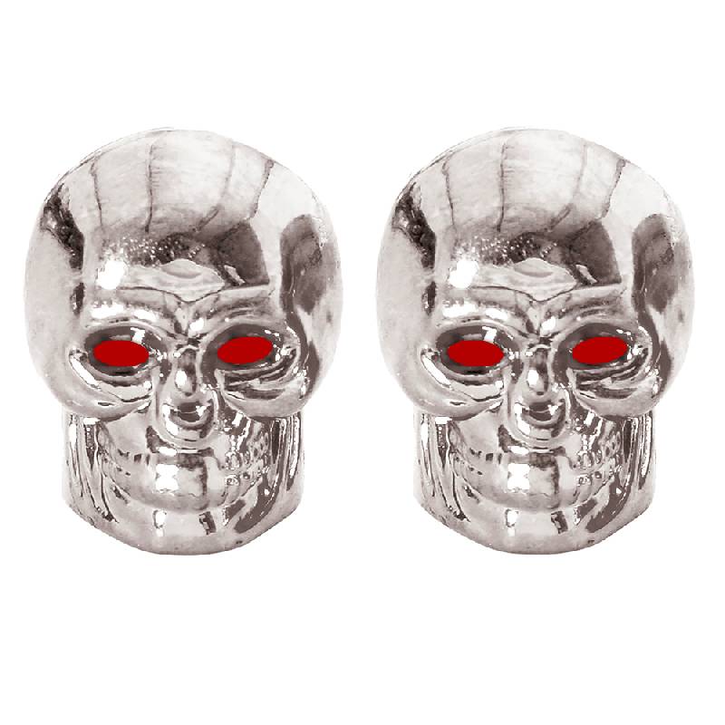 Skull Valve Caps (Pair) - Silver